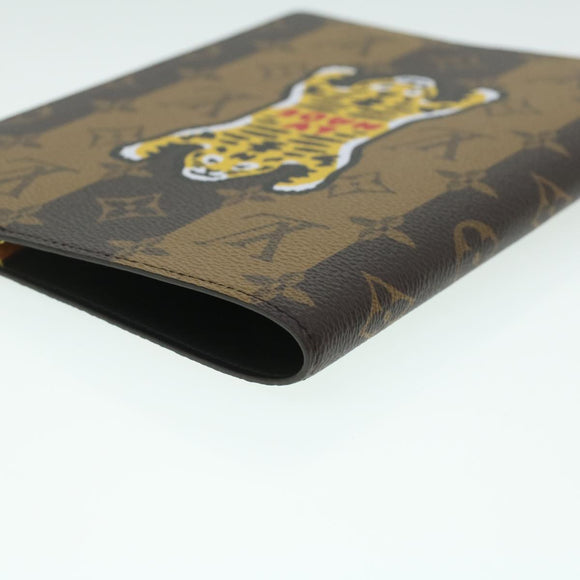 LOUIS VUITTON Stripe NIGO Quverture Carnet Cover Brown Black GI0720 Auth 38082SM