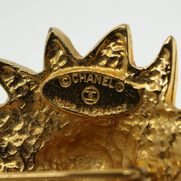 CHANEL Brooch metal Gold CC Auth 38119