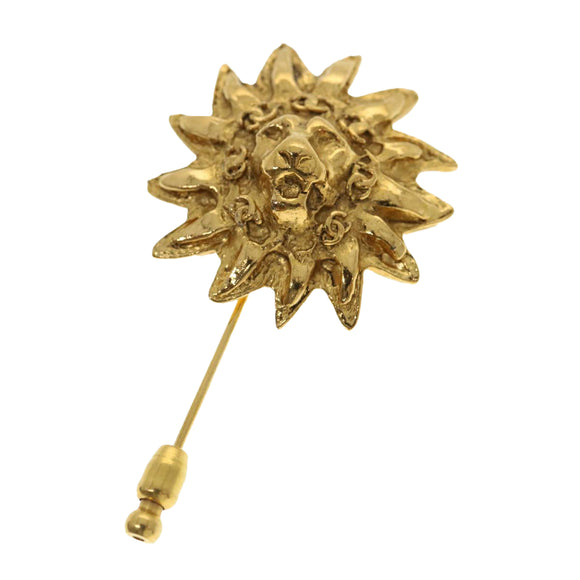 CHANEL Brooch metal Gold CC Auth 38119