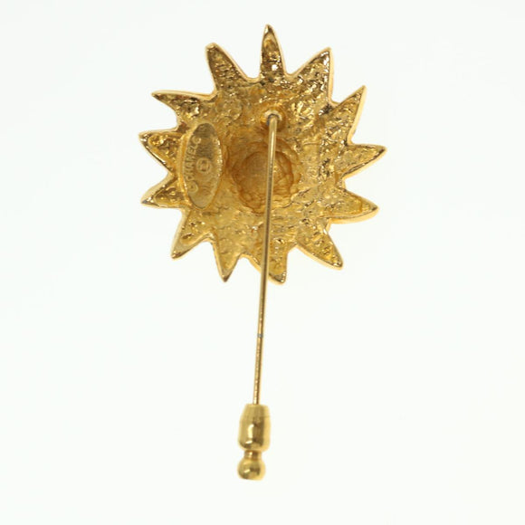 CHANEL Brooch metal Gold CC Auth 38119