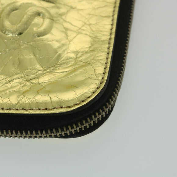 CHANEL Clutch Bag Metallic Leather Gold A82164 CC Auth 38172SAV