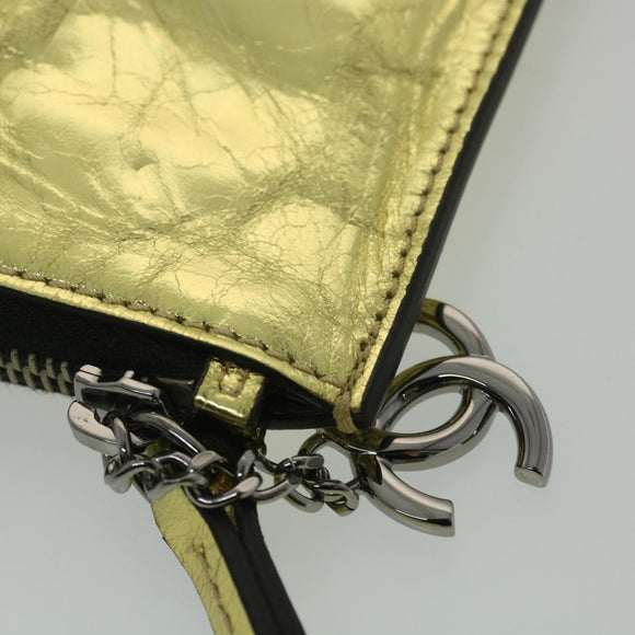 CHANEL Clutch Bag Metallic Leather Gold A82164 CC Auth 38172SAV