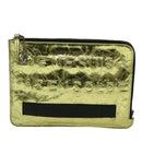 CHANEL Clutch Bag Metallic Leather Gold A82164 CC Auth 38172AV-13