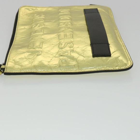 CHANEL Clutch Bag Metallic Leather Gold A82164 CC Auth 38172AV