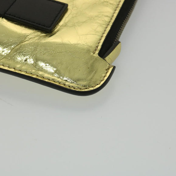 CHANEL Clutch Bag Metallic Leather Gold A82164 CC Auth 38172SAV