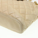CHANEL Chain Shoulder Bag Lamb Skin Beige CC Auth 38451-16