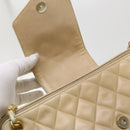 CHANEL Chain Shoulder Bag Lamb Skin Beige CC Auth 38451-18