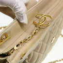 CHANEL Chain Shoulder Bag Lamb Skin Beige CC Auth 38451-19