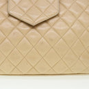 CHANEL Chain Shoulder Bag Lamb Skin Beige CC Auth 38451-2