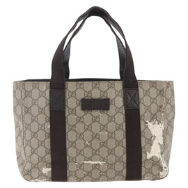 GUCCI GG Supreme Hand Bag PVC Leather Beige 141976 Auth 38817 - 0