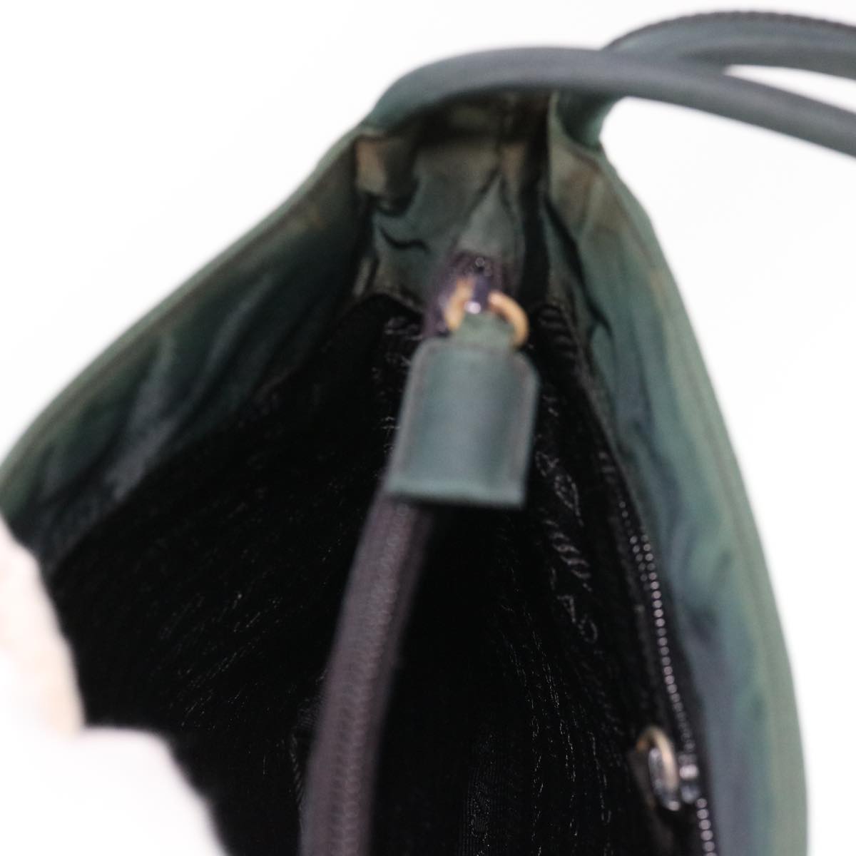 PRADA Hand Bag Nylon Green Auth 38830