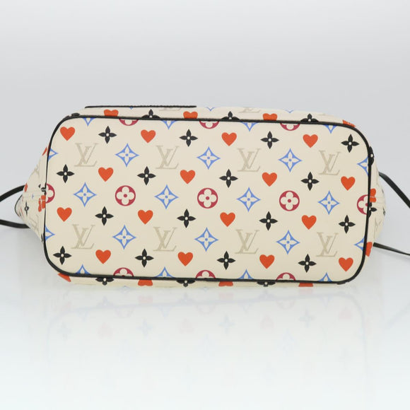 LOUIS VUITTON Monogram Game Neverfull MM Tote Bag White M57462 LV Auth 38983S