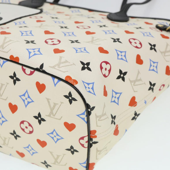 LOUIS VUITTON Monogram Game Neverfull MM Tote Bag White M57462 LV Auth 38983S