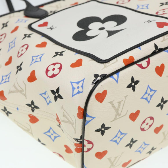 LOUIS VUITTON Monogram Game Neverfull MM Tote Bag White M57462 LV Auth 38983S
