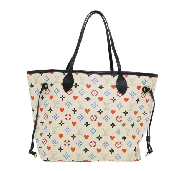 LOUIS VUITTON Monogram Game Neverfull MM Tote Bag White M57462 LV Auth 38983S