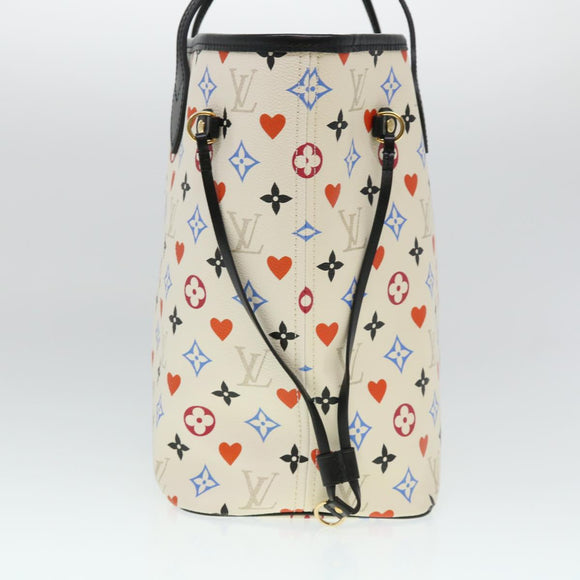 LOUIS VUITTON Monogram Game Neverfull MM Tote Bag White M57462 LV Auth 38983S