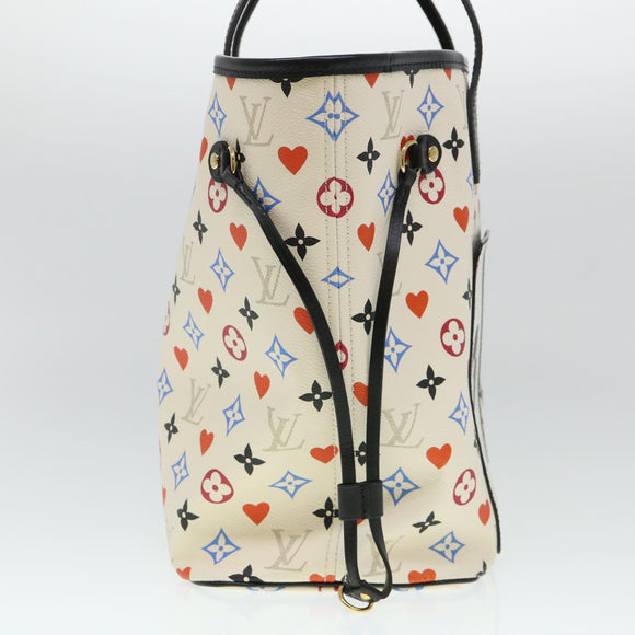LOUIS VUITTON Monogram Game Neverfull MM Tote Bag White M57462 LV Auth 38983S