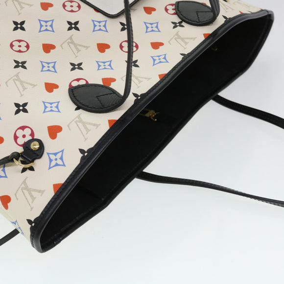 LOUIS VUITTON Monogram Game Neverfull MM Tote Bag White M57462 LV Auth 38983S