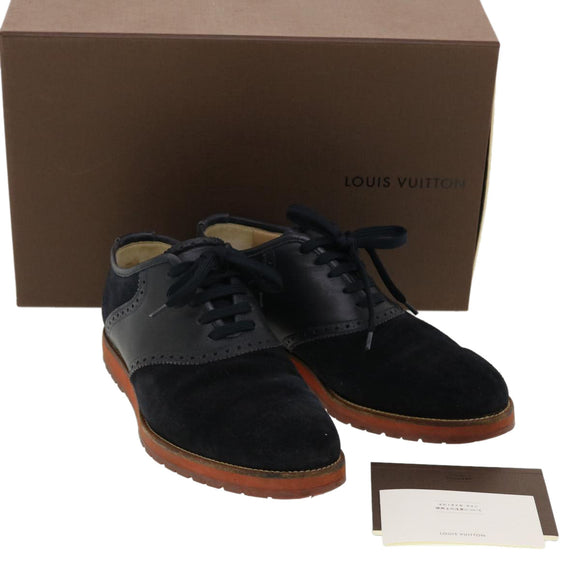 LOUIS VUITTON Shoes Suede Leather 6M Black LV Auth 39347