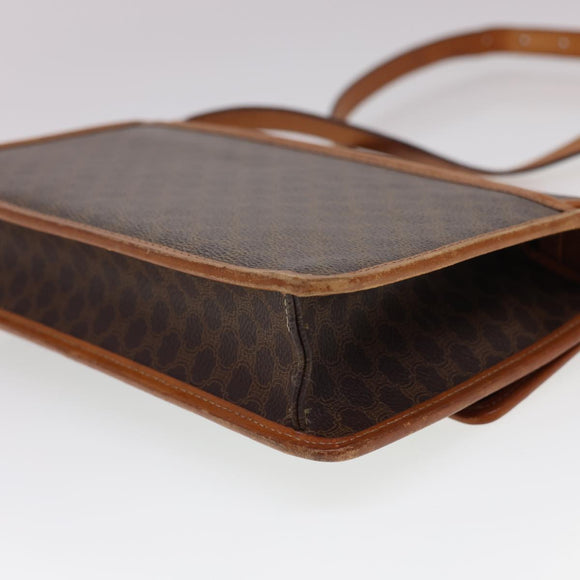 CELINE Macadam Canvas Umhängetasche PVC Leder Braun Auth 40101