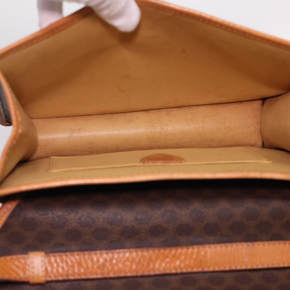 CELINE Macadam Canvas Umhängetasche PVC Leder Braun Auth 40101