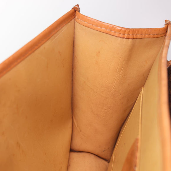CELINE Macadam Canvas Umhängetasche PVC Leder Braun Auth 40101