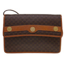 CELINE Macadam Canvas Umhängetasche PVC Leder Braun Auth 40101-13