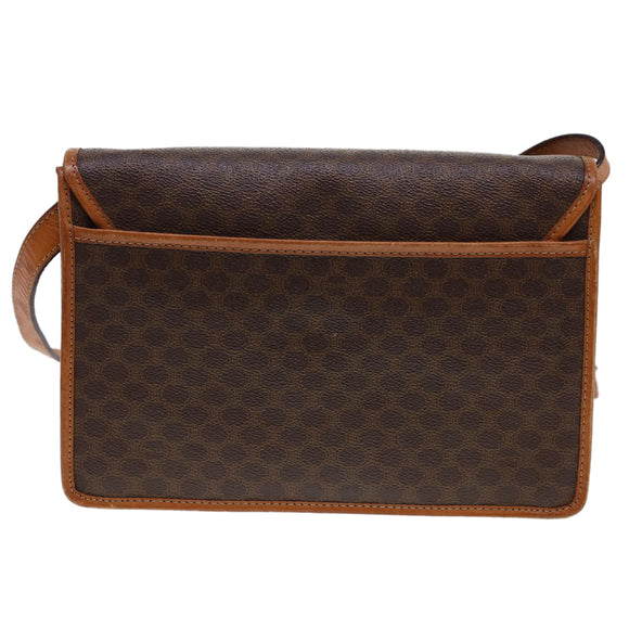 CELINE Macadam Canvas Umhängetasche PVC Leder Braun Auth 40101