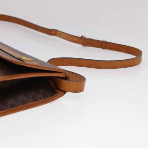 CELINE Macadam Canvas Umhängetasche PVC Leder Braun Auth 40101