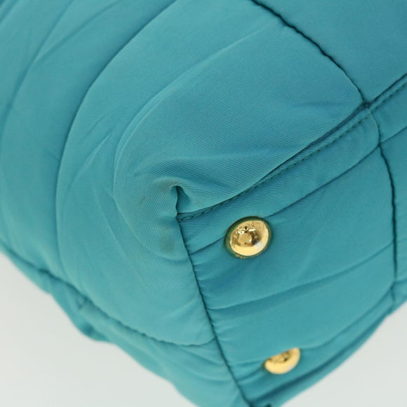 PRADA Gesteppte Handtasche Nylon 2-Wege Türkis Blau Auth 40351