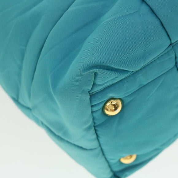 PRADA Gesteppte Handtasche Nylon 2-Wege Türkis Blau Auth 40351