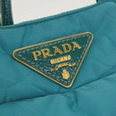 PRADA Gesteppte Handtasche Nylon 2-Wege Türkis Blau Auth 40351-17