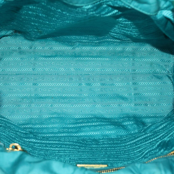 PRADA Gesteppte Handtasche Nylon 2-Wege Türkis Blau Auth 40351
