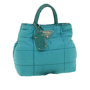 PRADA Gesteppte Handtasche Nylon 2-Wege Türkis Blau Auth 40351-1