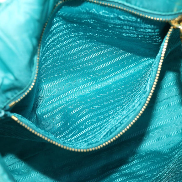 PRADA Gesteppte Handtasche Nylon 2-Wege Türkis Blau Auth 40351