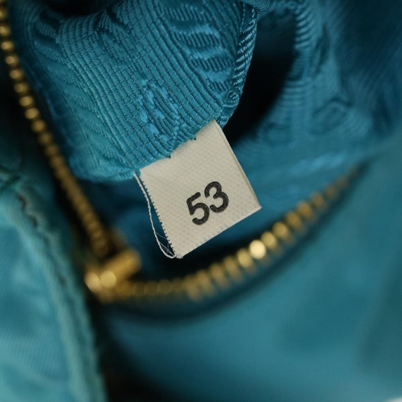 PRADA Gesteppte Handtasche Nylon 2-Wege Türkis Blau Auth 40351