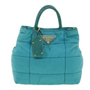 PRADA Gesteppte Handtasche Nylon 2-Wege Türkis Blau Auth 40351-13