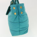 PRADA Gesteppte Handtasche Nylon 2-Wege Türkis Blau Auth 40351-3