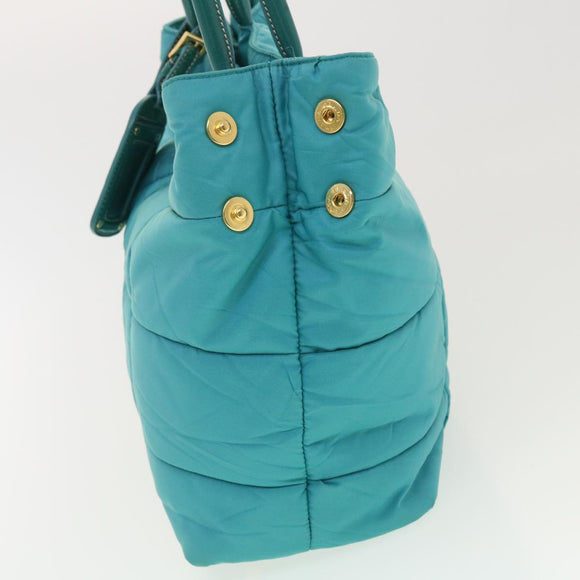 PRADA Gesteppte Handtasche Nylon 2-Wege Türkis Blau Auth 40351