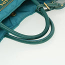 PRADA Gesteppte Handtasche Nylon 2-Wege Türkis Blau Auth 40351-7