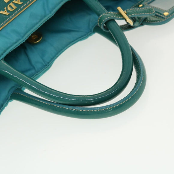 PRADA Gesteppte Handtasche Nylon 2-Wege Türkis Blau Auth 40351