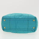 PRADA Gesteppte Handtasche Nylon 2-Wege Türkis Blau Auth 40351-5