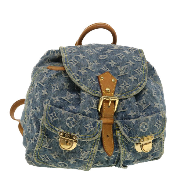 LOUIS VUITTON Monogram Denim Sac A Dos GM Backpack Blue M95056 LV Auth 40432