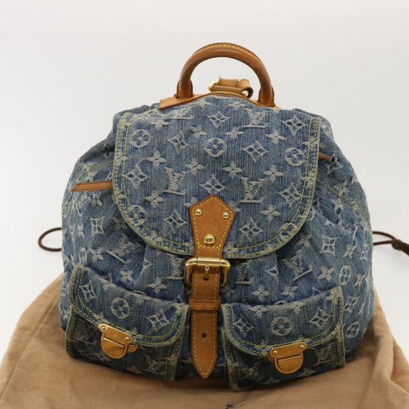 LOUIS VUITTON Monogram Denim Sac A Dos GM Backpack Blue M95056 LV Auth 40432