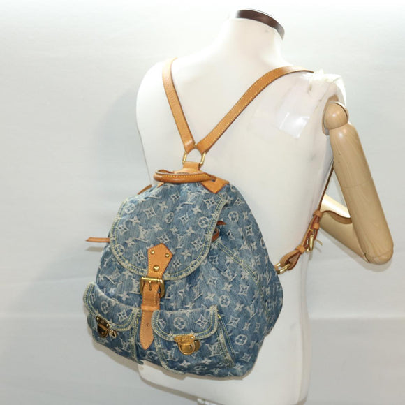 LOUIS VUITTON Monogram Denim Sac A Dos GM Backpack Blue M95056 LV Auth 40432