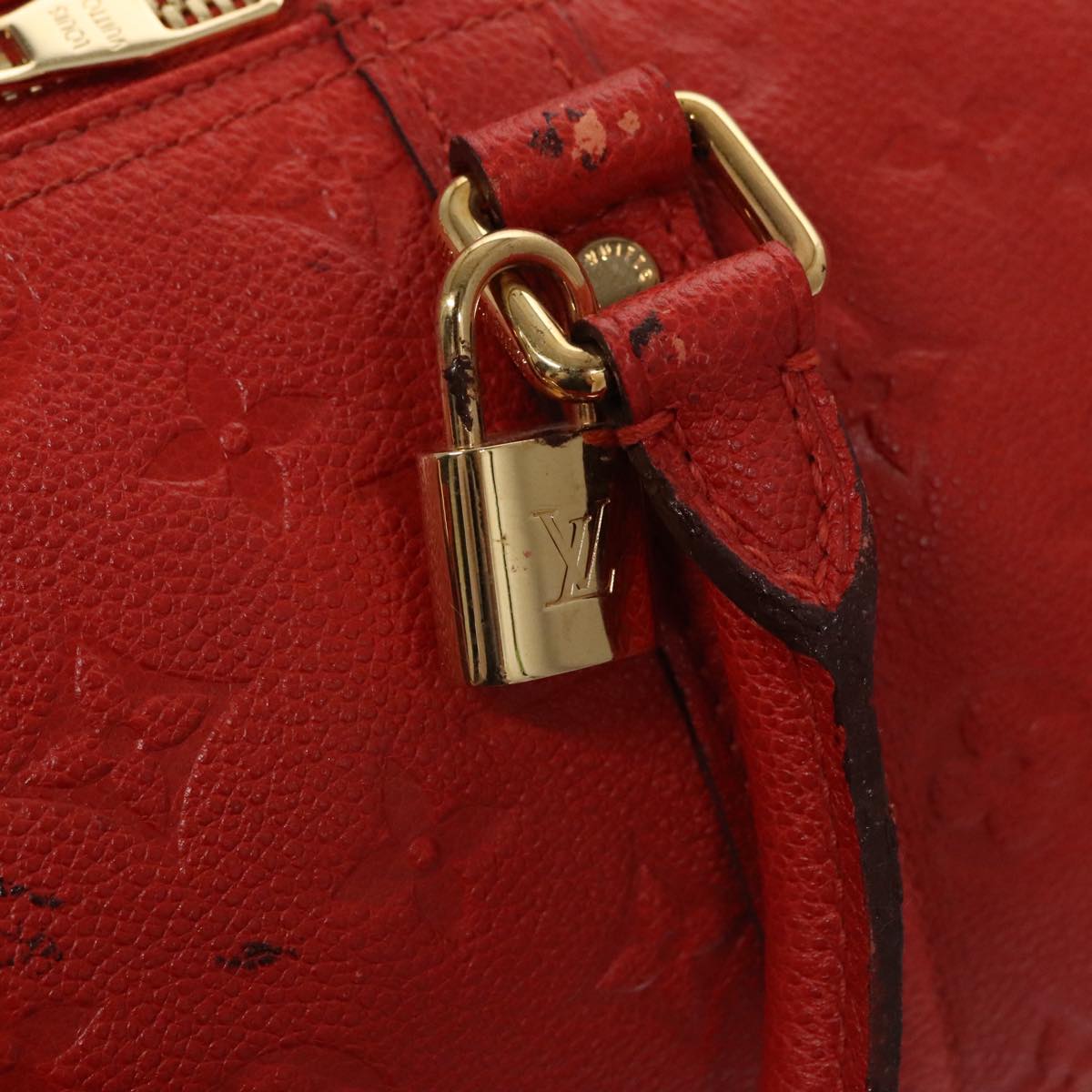 LOUIS VUITTON Empreinte Keepall Bandouliere 45 Boston Bag Red M40910 Auth 40518