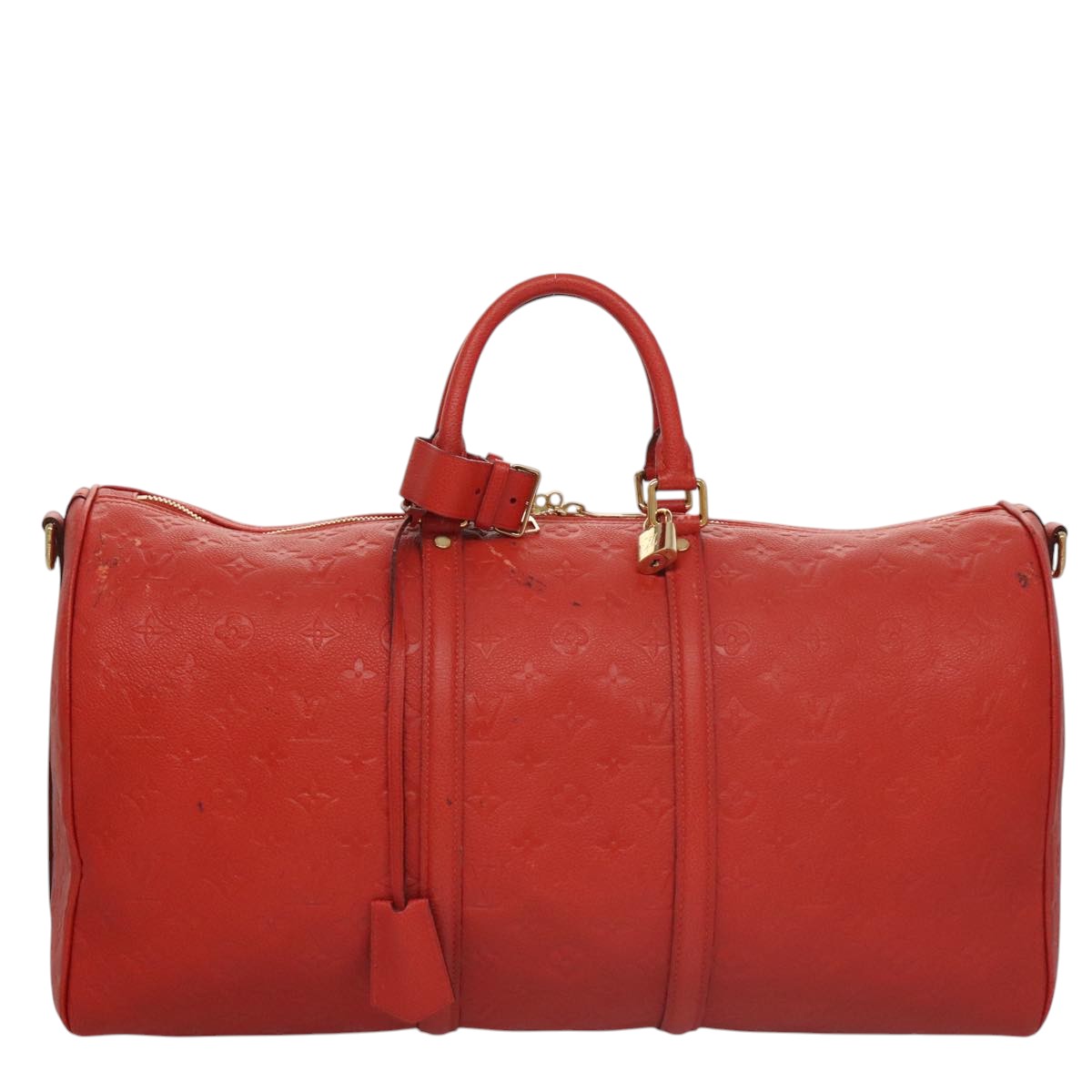 LOUIS VUITTON Empreinte Keepall Bandouliere 45 Boston Bag Red M40910 Auth 40518