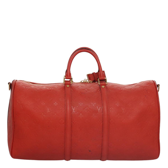 LOUIS VUITTON Empreinte Keepall Bandouliere 45 Boston Bag Red M40910 Auth 40518