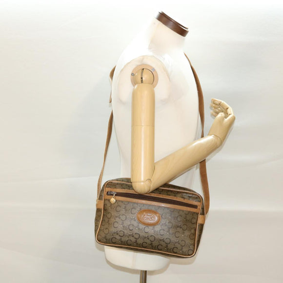 CELINE C Macadam Canvas Shoulder Bag Beige Auth 41264