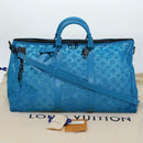 LOUIS VUITTON Mesh Keepall Triangle 50 Boston Bag Turquoise Blue M45048 42050S-12